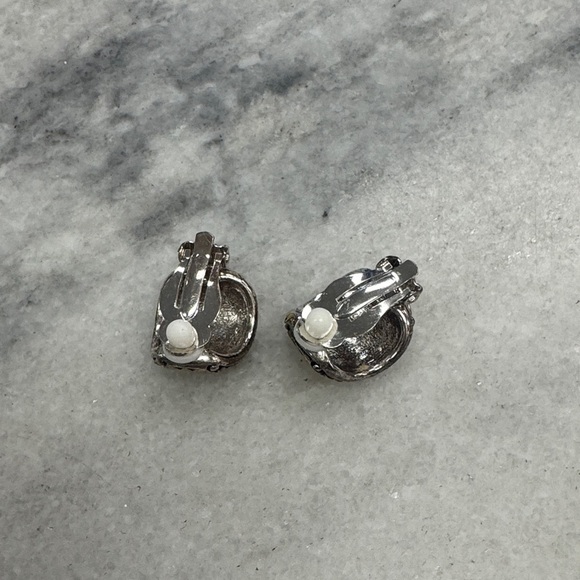 Gold and Silver Textured Clip On Earrings - Picture 2 of 2